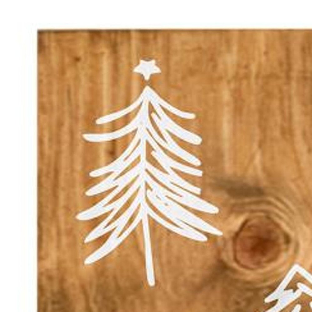 47" Tan And White Solid Wood Christmas Christmas Trees Porch Sign