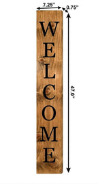 47" Black And Natural Solid Wood Welcome Porch Sign