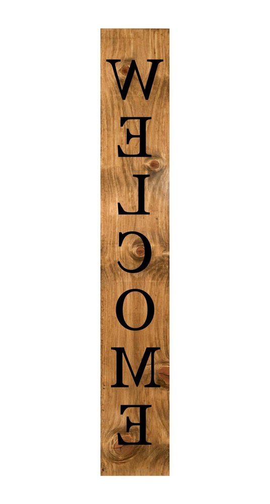 47" Black And Natural Solid Wood Welcome Porch Sign