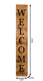 59" Black And Natural Solid Wood Welcome Porch Sign