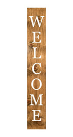47" Natural And White Solid Wood Welcome Porch Sign