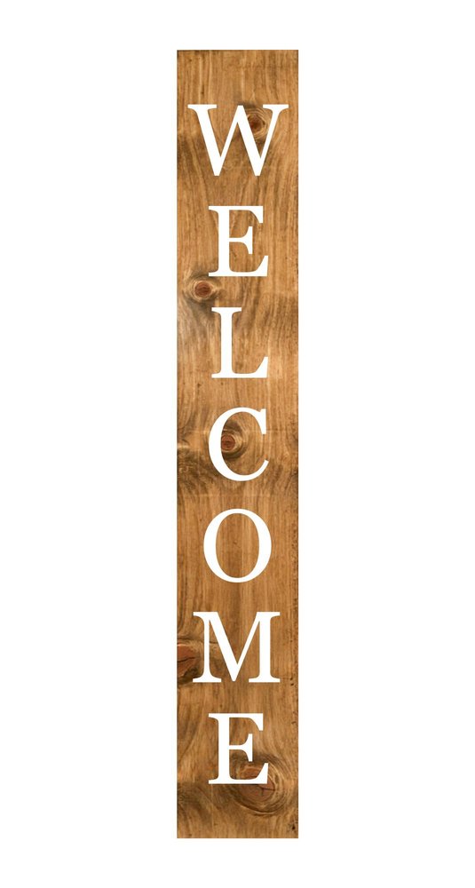 47" Natural And White Solid Wood Welcome Porch Sign