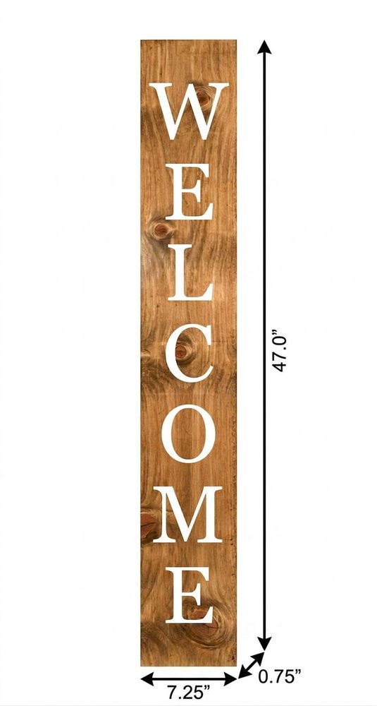 47" Natural And White Solid Wood Welcome Porch Sign