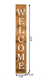 47" Natural And White Solid Wood Welcome Porch Sign