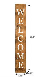 59" Natural And White Solid Wood Welcome Porch Sign