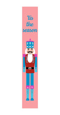 59" Blue And Pink Solid Wood Tis The Season Christmas Nutcracker Porch Sign