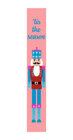 59" Blue And Pink Solid Wood Tis The Season Christmas Nutcracker Porch Sign