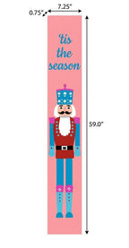 59" Pink And Blue Solid Wood Christmas Nutcracker Porch Sign
