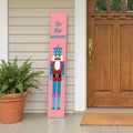 59" Pink And Blue Solid Wood Christmas Nutcracker Porch Sign
