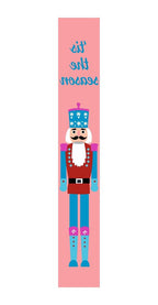 59" Blue And Pink Solid Wood Tis The Season Christmas Nutcracker Porch Sign