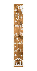 47" Natural And White Solid Wood Christmas Nativity Porch Sign