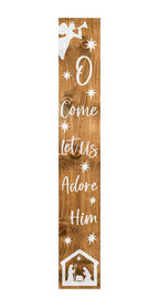 47" Natural And White Solid Wood Christmas Nativity Porch Sign