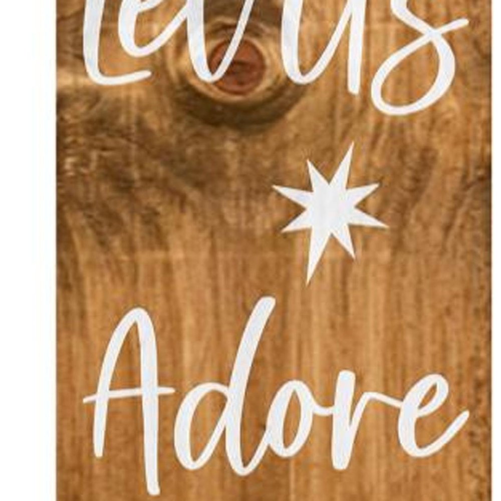 47" Natural And White Solid Wood Christmas Nativity Porch Sign