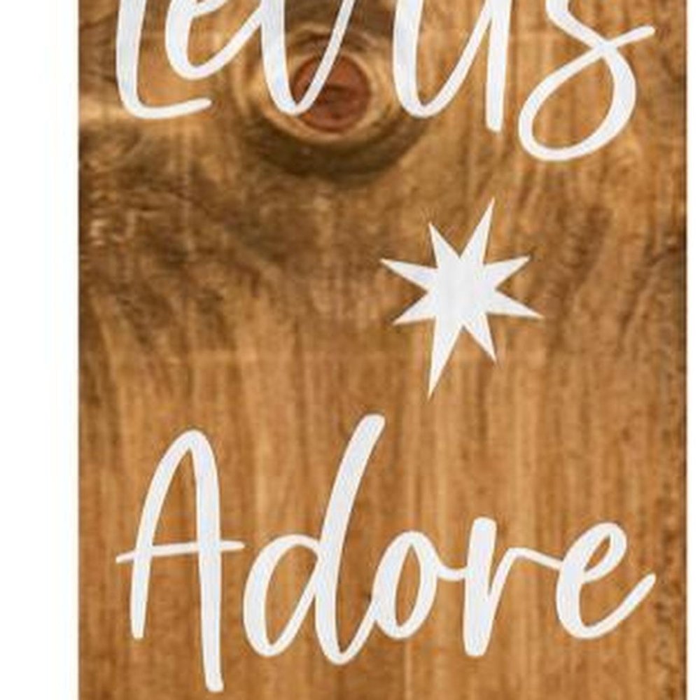 47" Natural And White Solid Wood Christmas Nativity Porch Sign