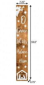 59" Natural And White Solid Wood Christmas Nativity Porch Sign