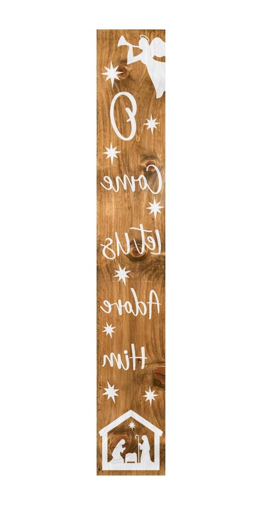 59" Natural And White Solid Wood Christmas Nativity Porch Sign