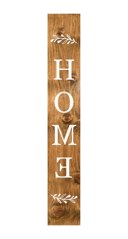 47" Natural And White Solid Wood Home Porch Sign