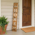 59" Natural And White Solid Wood Home Porch Sign
