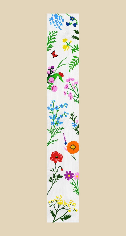 59" White Blue And Green Solid Wood Floral Bouquet Porch Sign