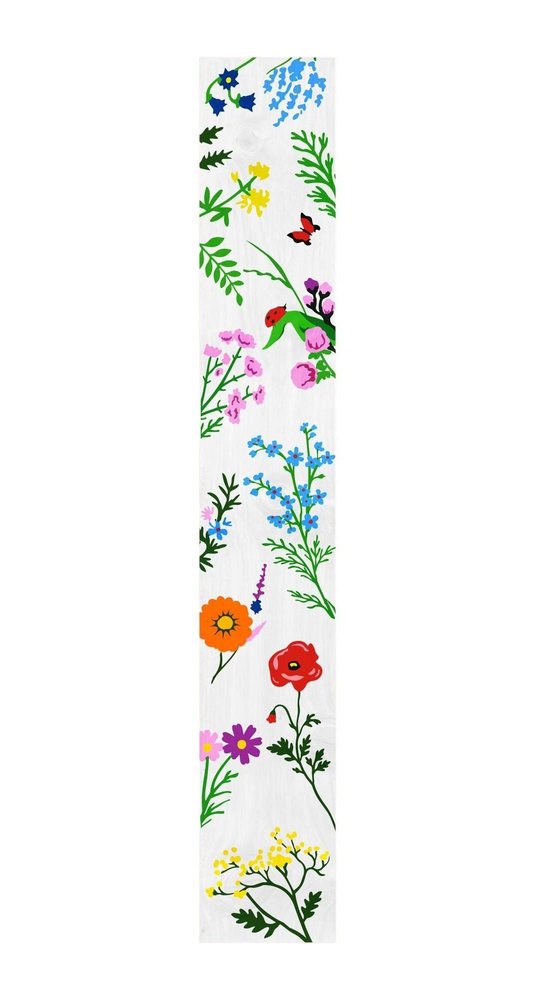 59" White Blue And Green Solid Wood Floral Bouquet Porch Sign