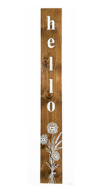 47" Natural And White Solid Wood Wildflowers Hello Porch Sign