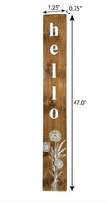 47" Natural And White Solid Wood Wildflowers Hello Porch Sign