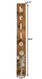 59" Natural And White Solid Wood Wildflowers Hello Porch Sign