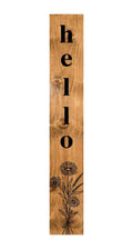 47" Black And Natural Solid Wood Wildflowers Hello Porch Sign