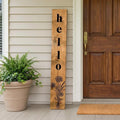59" Black And Natural Solid Wood Wildflowers Hello Porch Sign