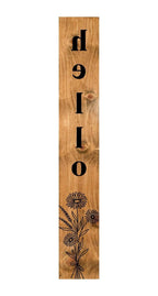 59" Black And Natural Solid Wood Wildflowers Hello Porch Sign