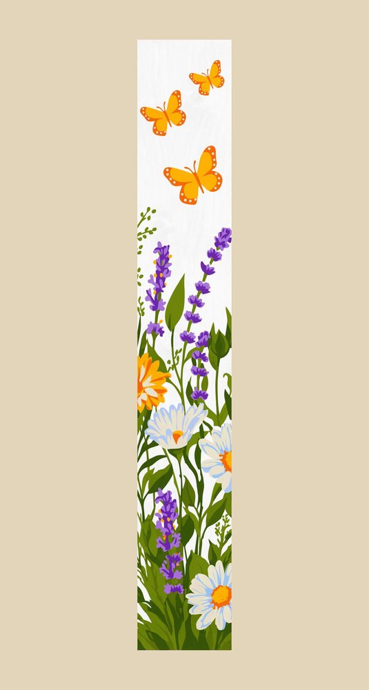 47" Green Orange And White Solid Wood Daisies Porch Sign