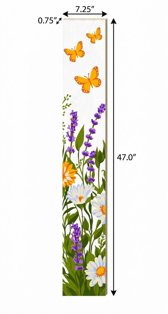 47" Green Orange And White Solid Wood Daisies Porch Sign