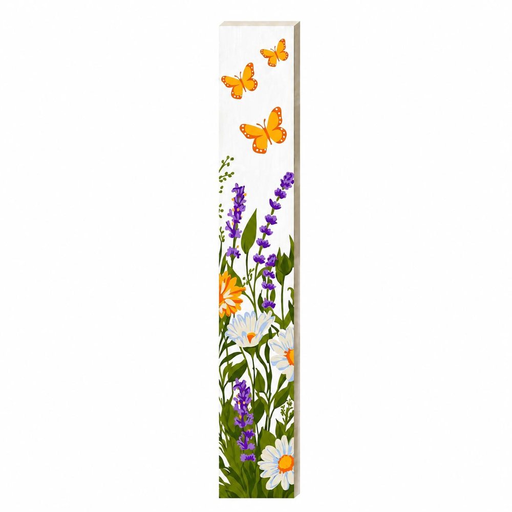 47" White Green And Yellow Solid Wood Daisies Porch Sign
