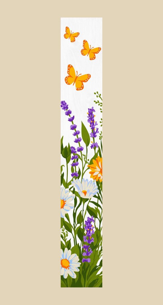 59" White Green And Yellow Solid Wood Daisies Porch Sign