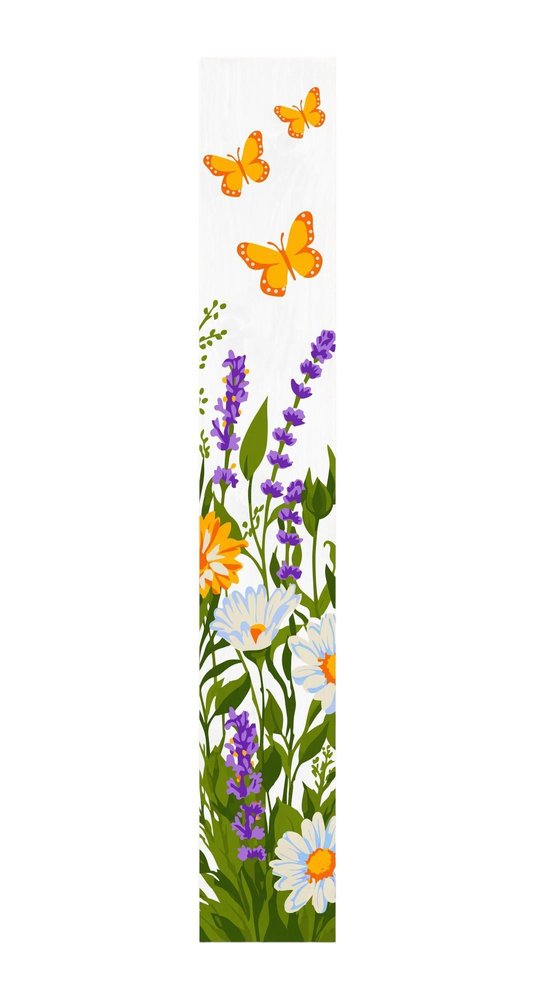 59" Green Orange And White Solid Wood Daisies Porch Sign
