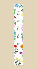 47" Green And White Solid Wood Floral Bouquet Hello Porch Sign