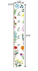 47" Green And White Solid Wood Floral Bouquet Hello Porch Sign