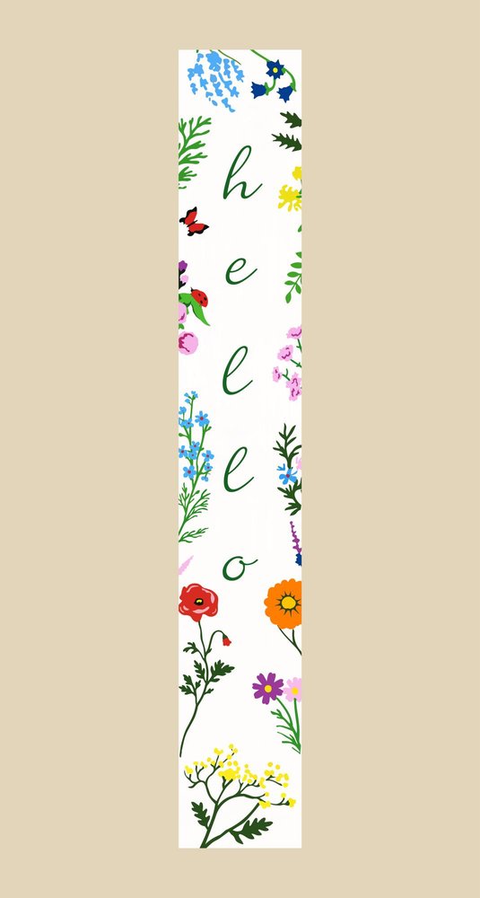 59" Green And White Solid Wood Floral Bouquet Hello Porch Sign
