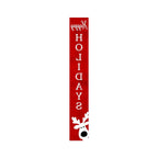 47" Red And White Solid Wood Happy Holidays Christmas Reindeer Porch Sign