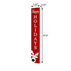 47" Red And White Solid Wood Happy Holidays Christmas Reindeer Porch Sign