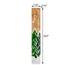 59" Green Natural And White Solid Wood Happy Holidays Christmas Christmas Trees Porch Sign