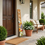 47" Green Natural And White Solid Wood Welcome Porch Sign