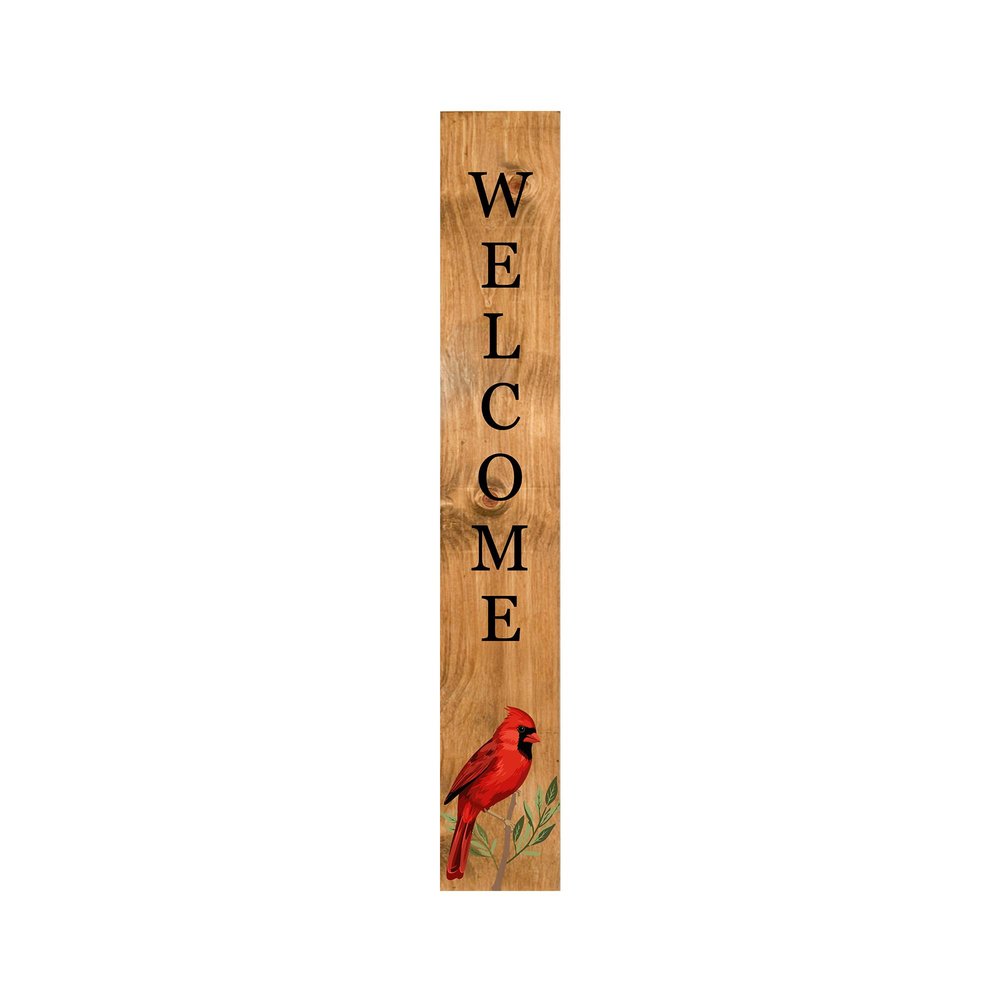 47" Black And Natural Solid Wood Welcome Porch Sign