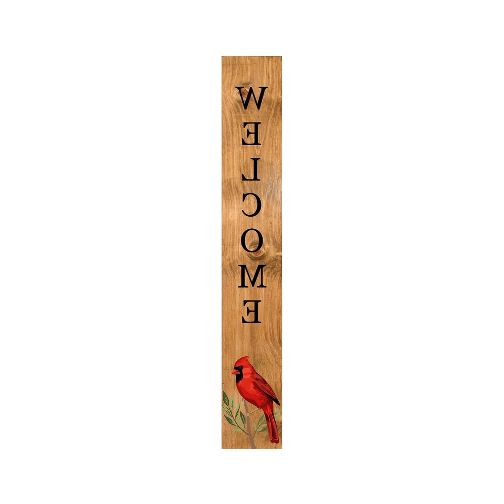47" Black And Natural Solid Wood Welcome Porch Sign