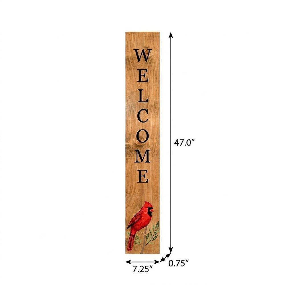 47" Black And Natural Solid Wood Welcome Porch Sign