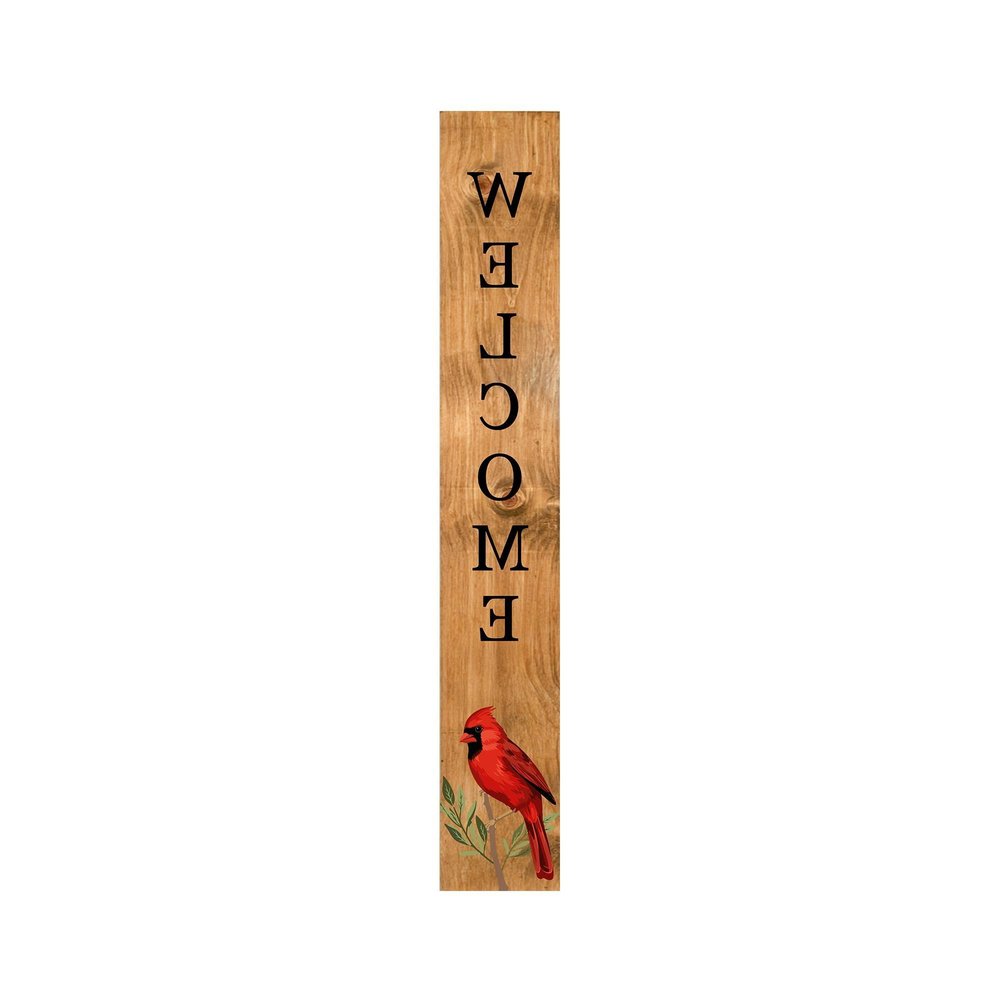 59" Black And Natural Solid Wood Welcome Porch Sign