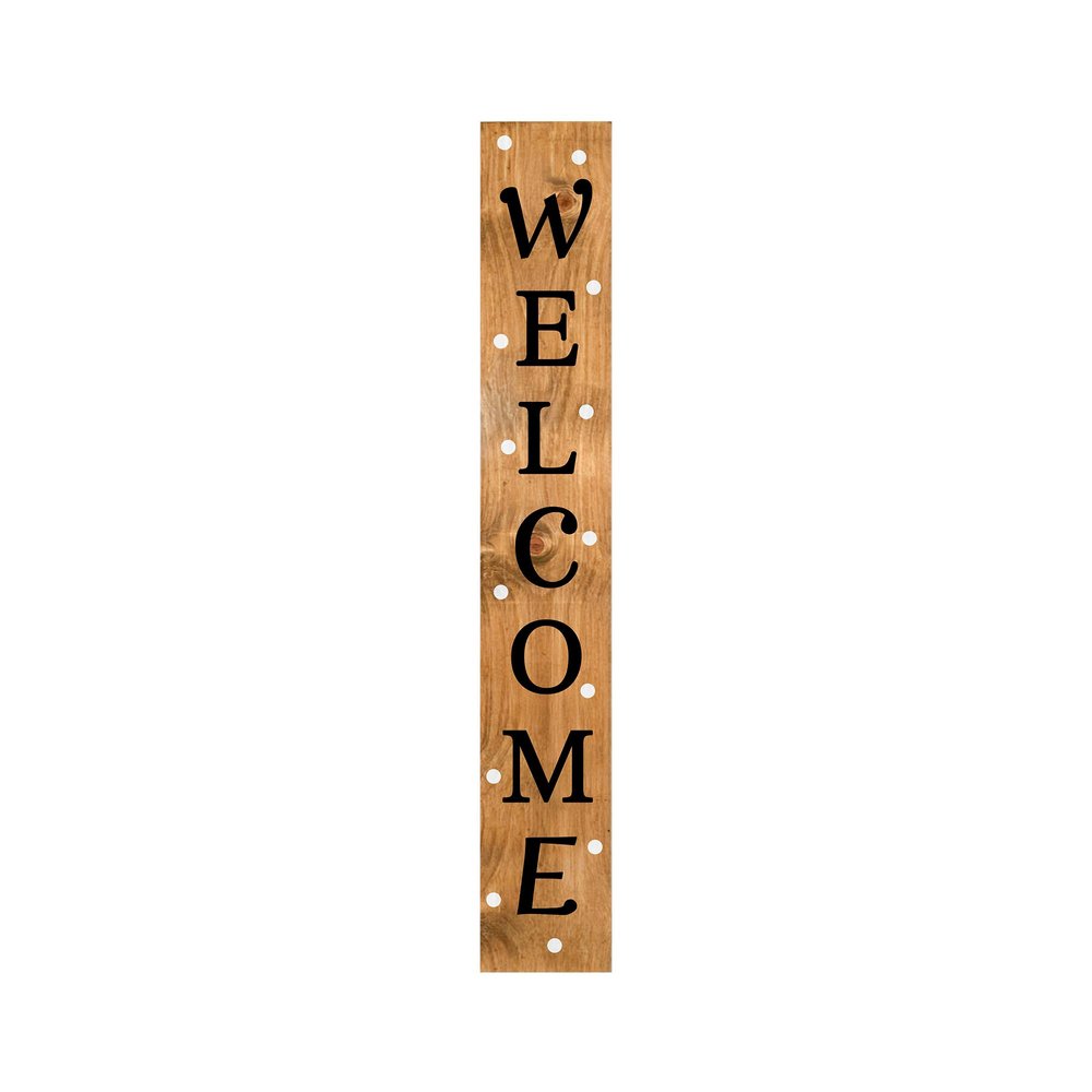 47" Black And Natural Solid Wood Welcome Porch Sign