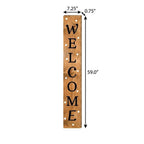 59" Black Natural And White Solid Wood Welcome Porch Sign