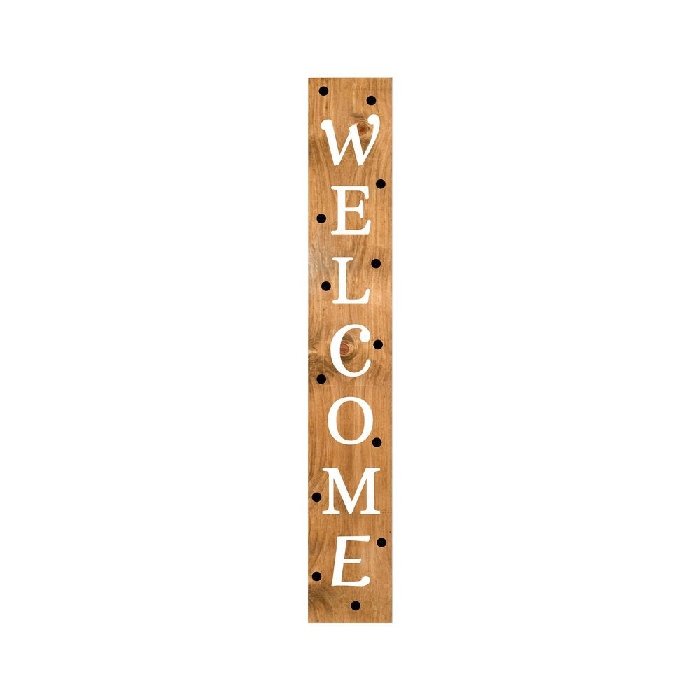 47" Black Natural And White Solid Wood Welcome Porch Sign