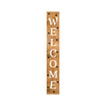 47" Black Natural And White Solid Wood Welcome Porch Sign